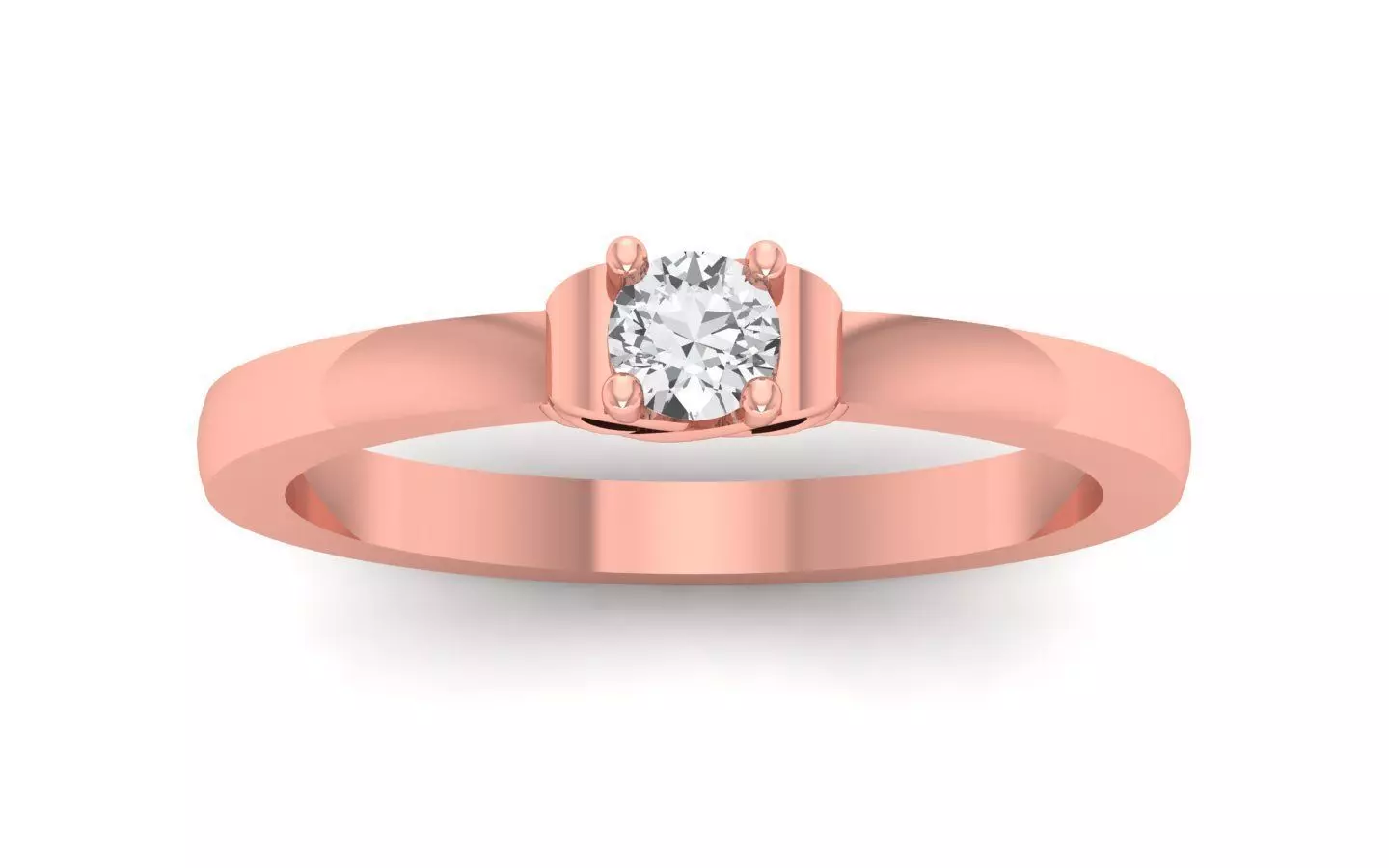  Engagement Wedding Solitaire Band Ring 3D print model_0