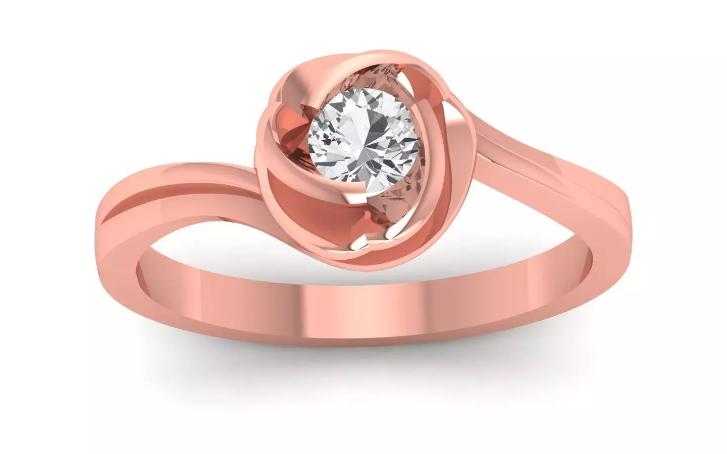  Engagement Wedding Solitaire Bypass Ring 3D print model_0
