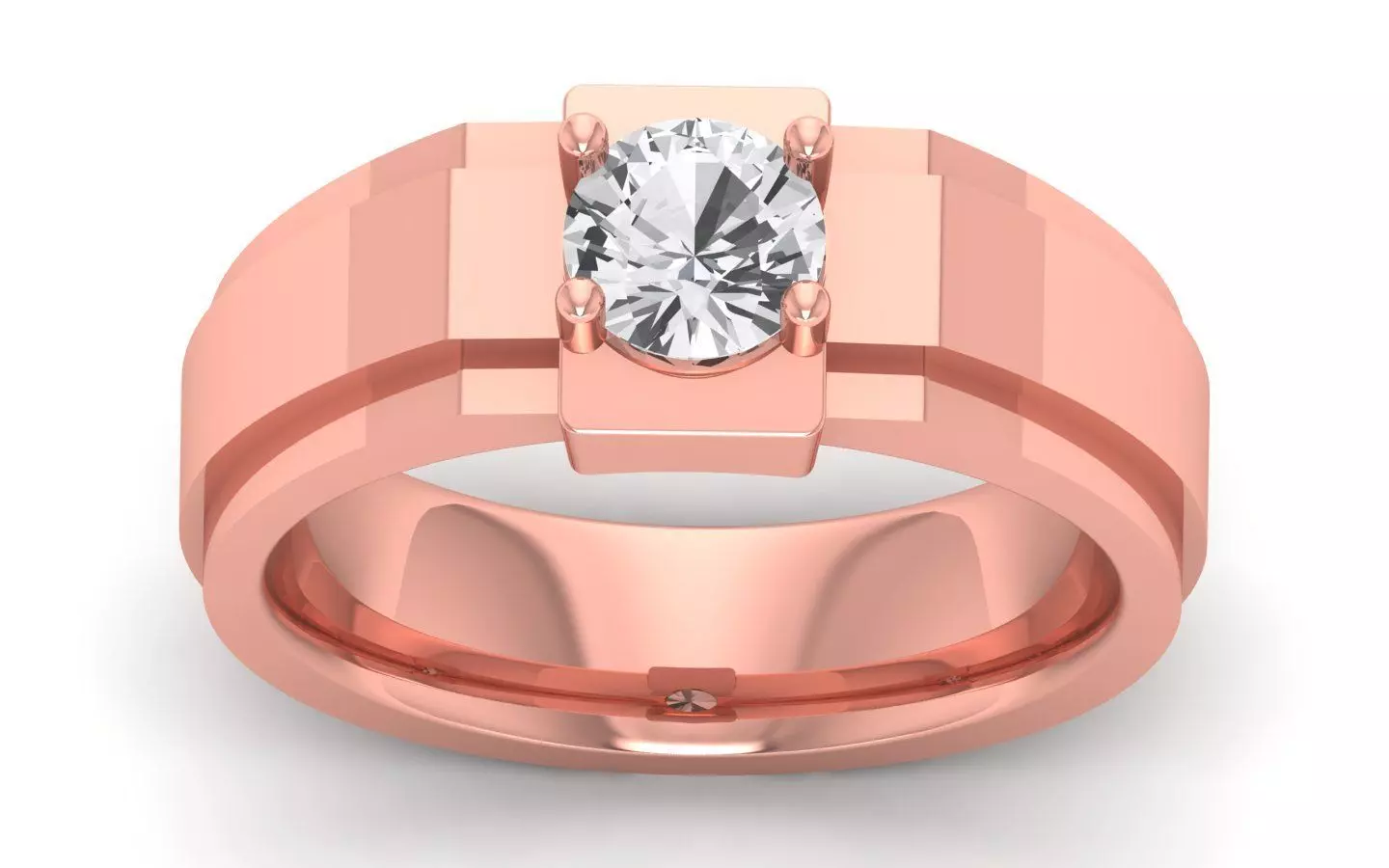  Engagement Wedding Solitaire Band Ring 3D print model_0