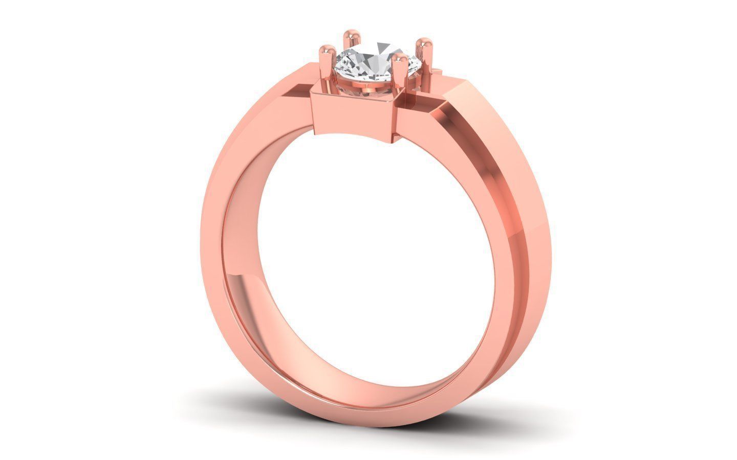  Engagement Wedding Solitaire Band Ring 3D print model_2