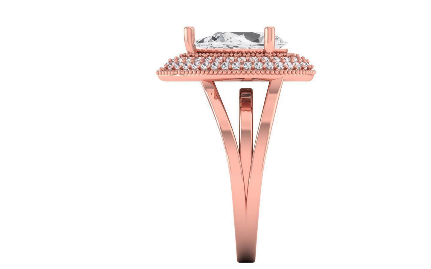  Engagement Wedding Solitaire Three Band Ring 3D print model_2