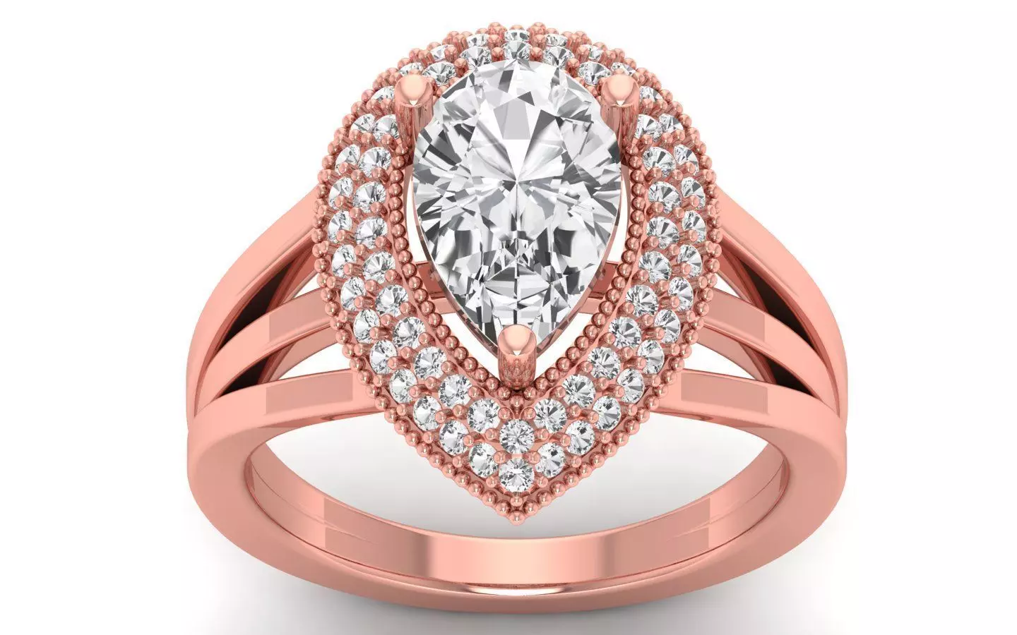  Engagement Wedding Solitaire Three Band Ring 3D print model_0