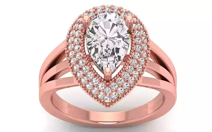  Engagement Wedding Solitaire Three Band Ring 3D print model