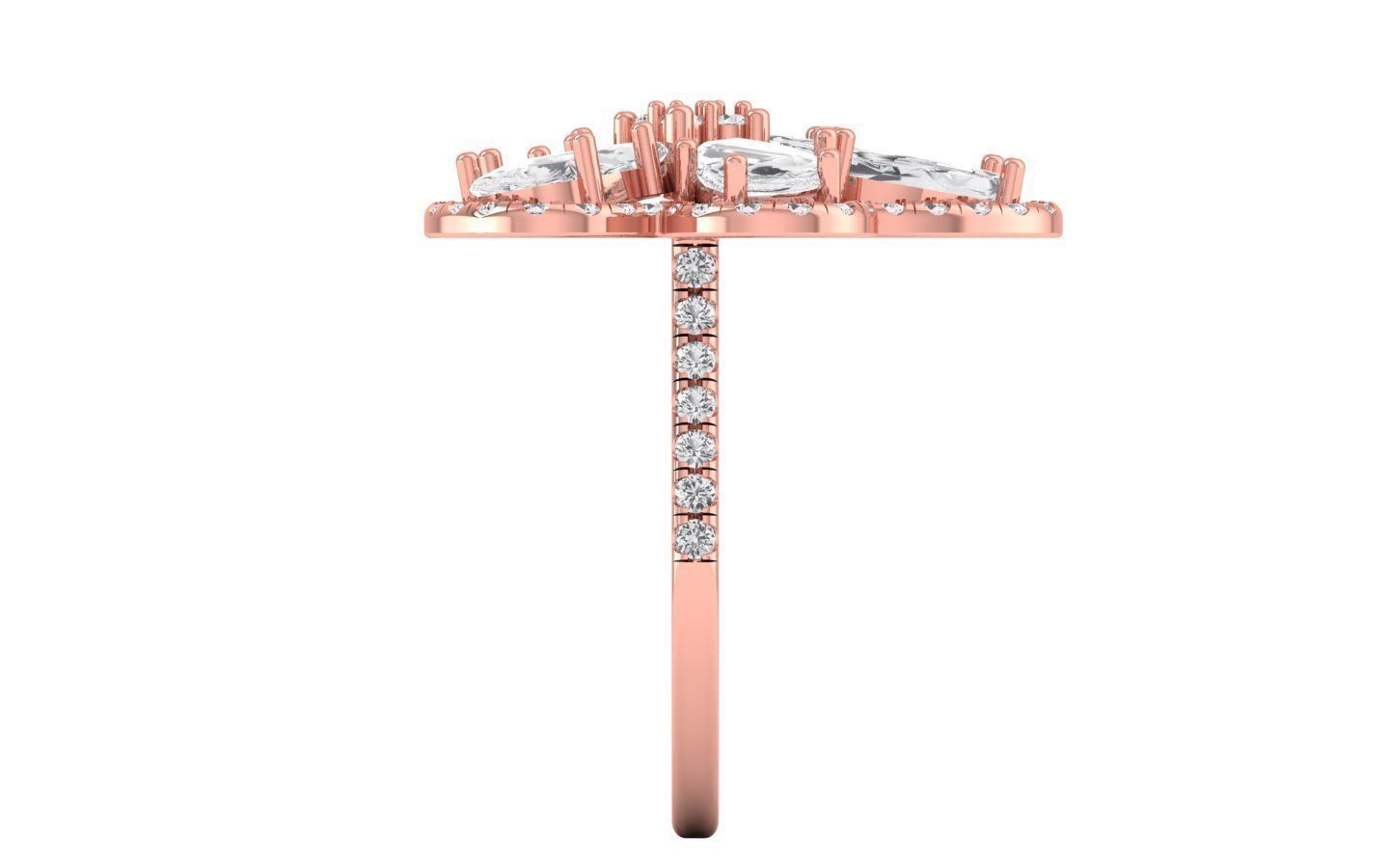  Engagement Wedding Solitaire Flower Ring 3D print model_1