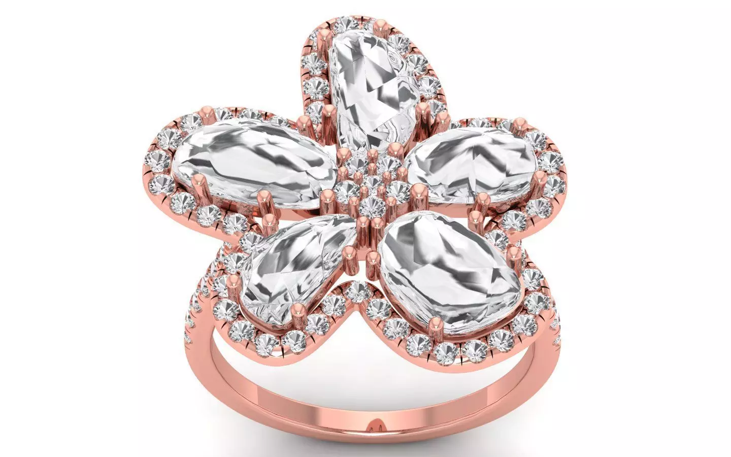  Engagement Wedding Solitaire Flower Ring 3D print model_0