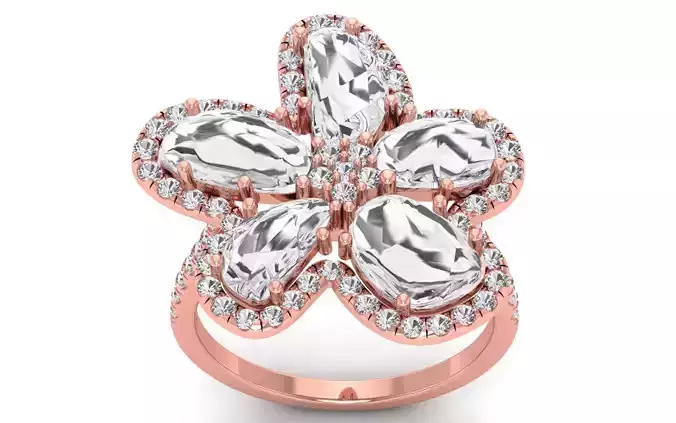  Engagement Wedding Solitaire Flower Ring 3D print model