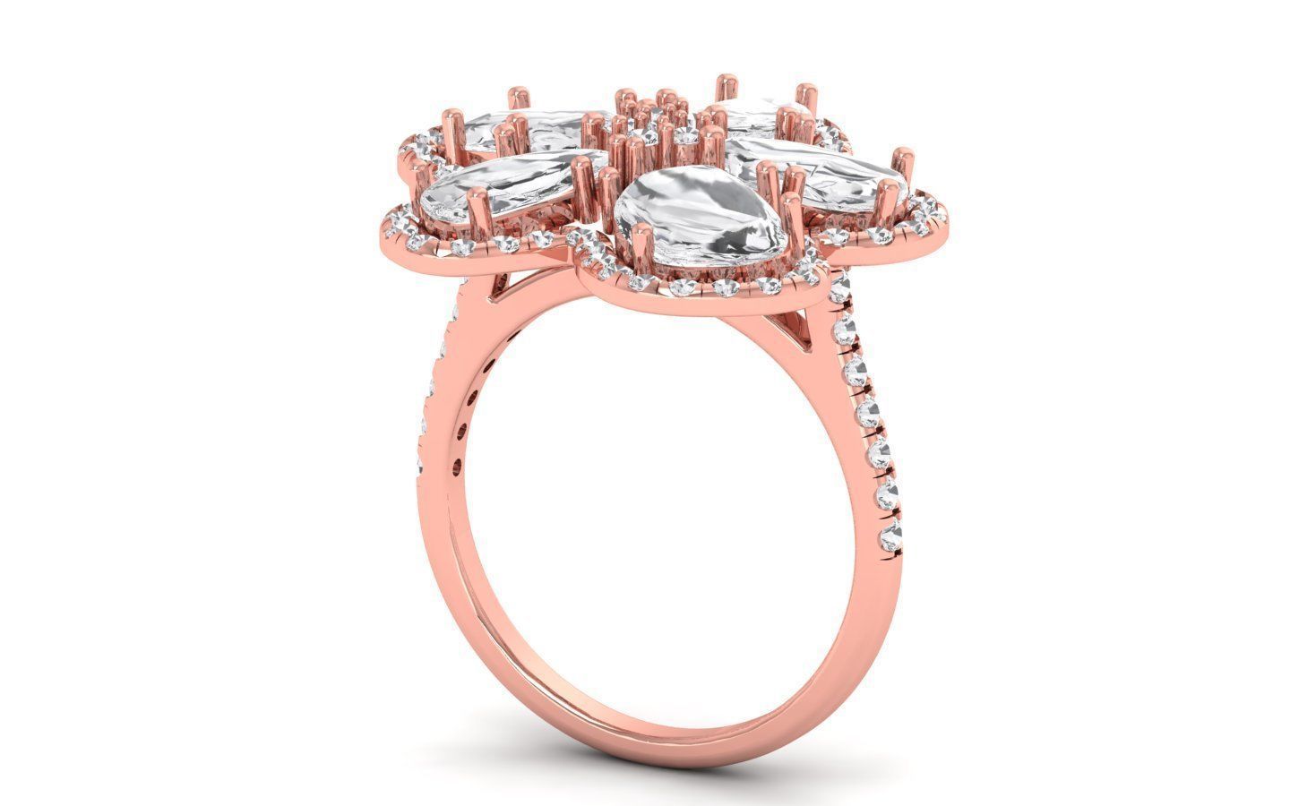  Engagement Wedding Solitaire Flower Ring 3D print model_2