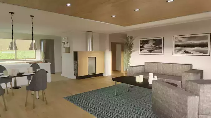 Modern house with a stove