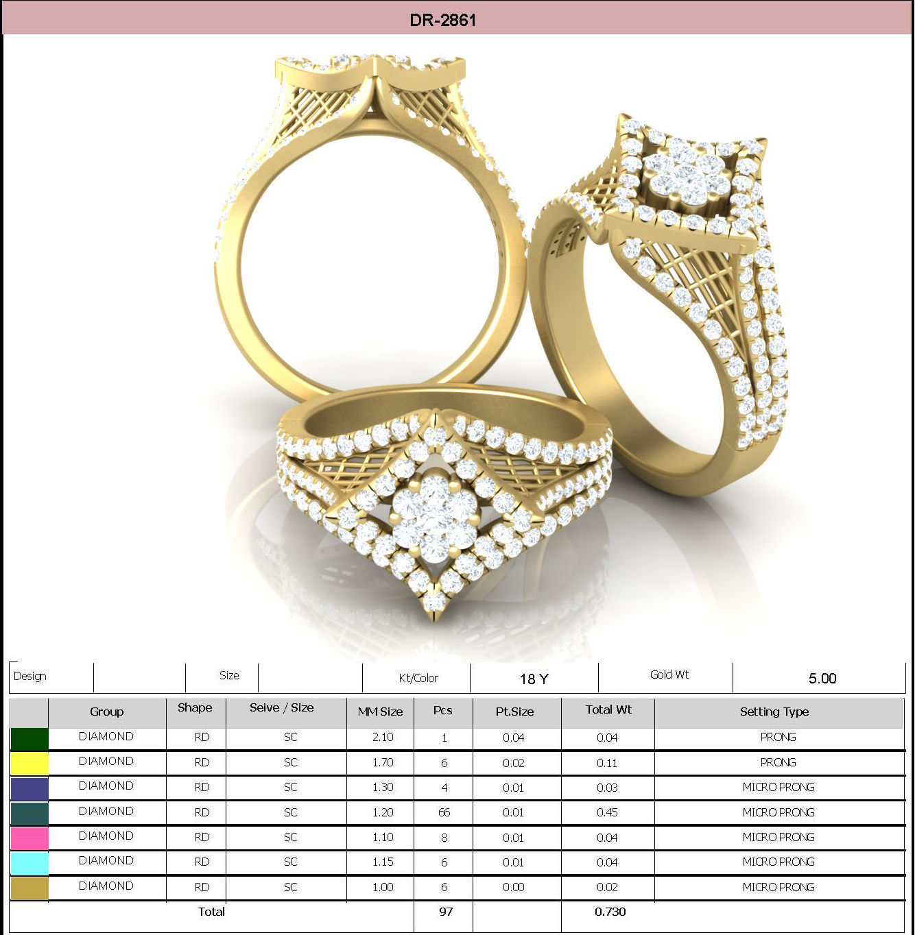  Engagement Wedding Solitaire Three Band Ring 3D print model_3