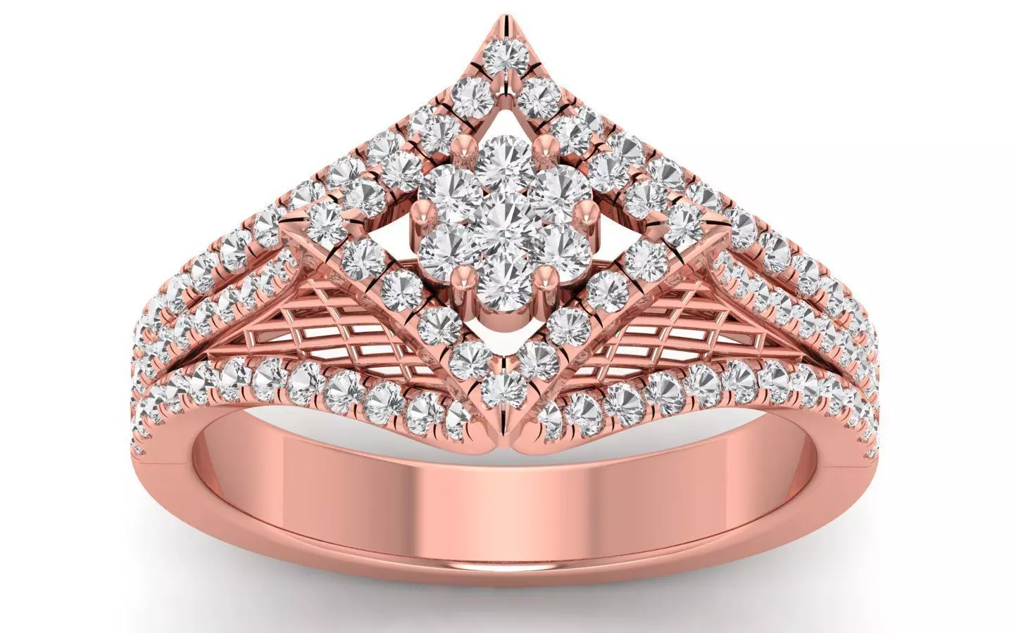  Engagement Wedding Solitaire Three Band Ring 3D print model_0