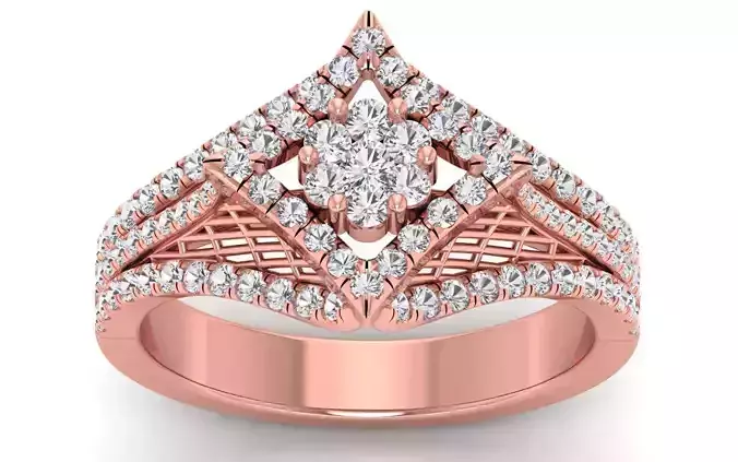  Engagement Wedding Solitaire Three Band Ring 3D print model