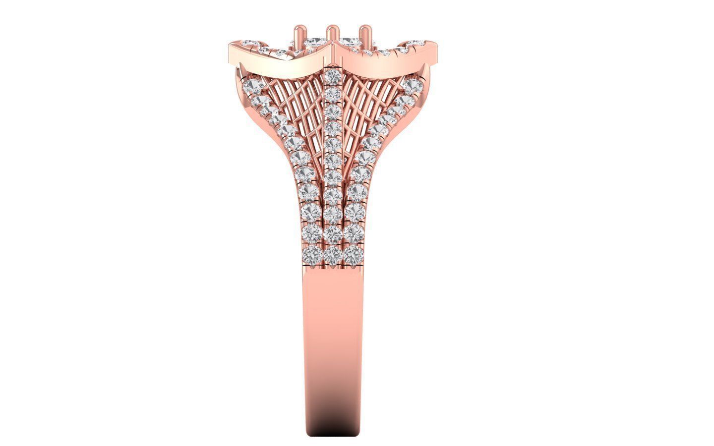  Engagement Wedding Solitaire Three Band Ring 3D print model_2