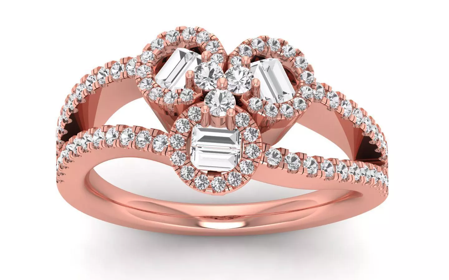  Engagement Wedding Solitaire Double Band Ring 3D print model_0