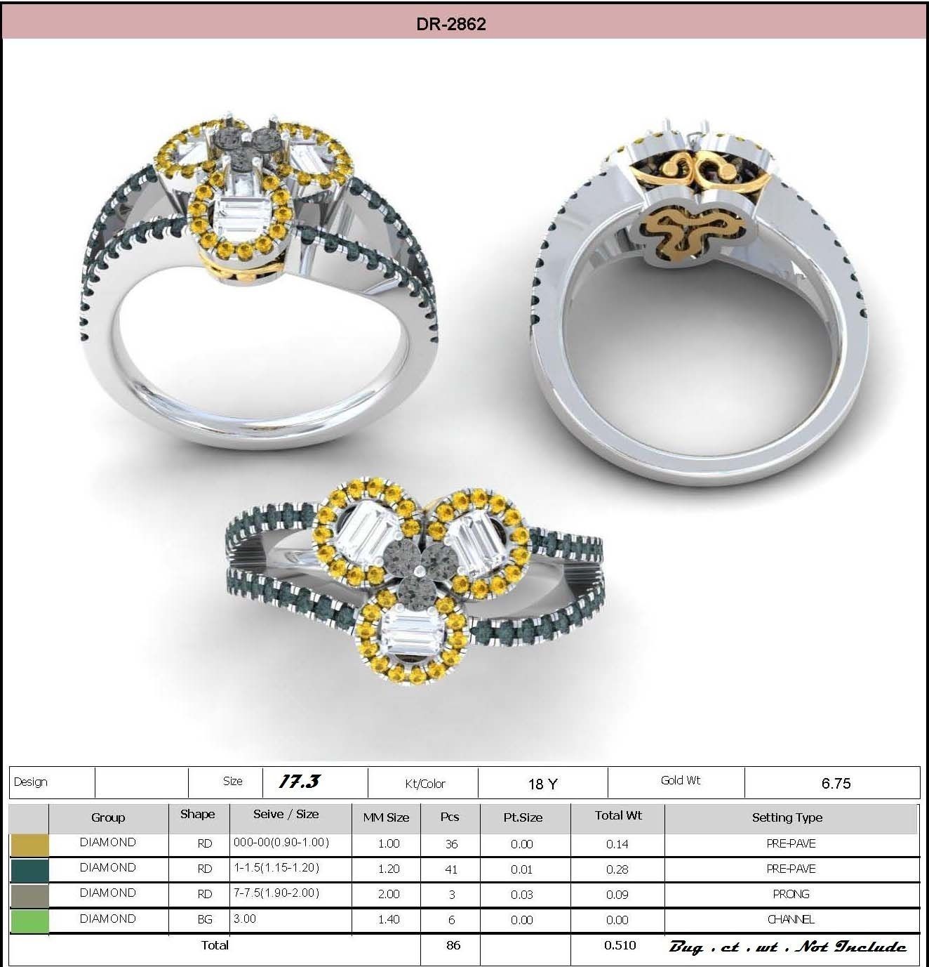  Engagement Wedding Solitaire Double Band Ring 3D print model_3