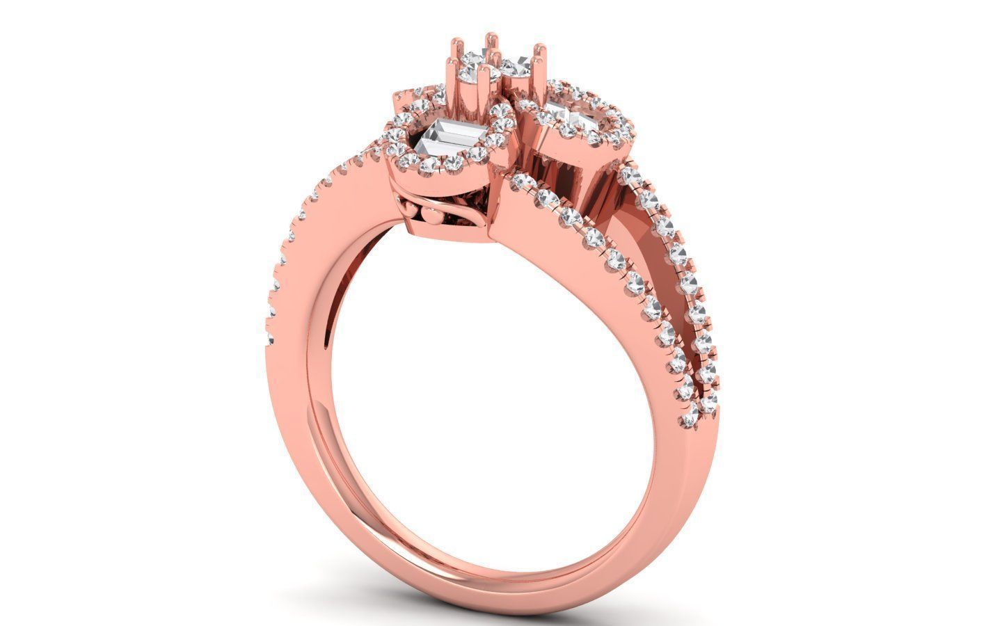  Engagement Wedding Solitaire Double Band Ring 3D print model_1