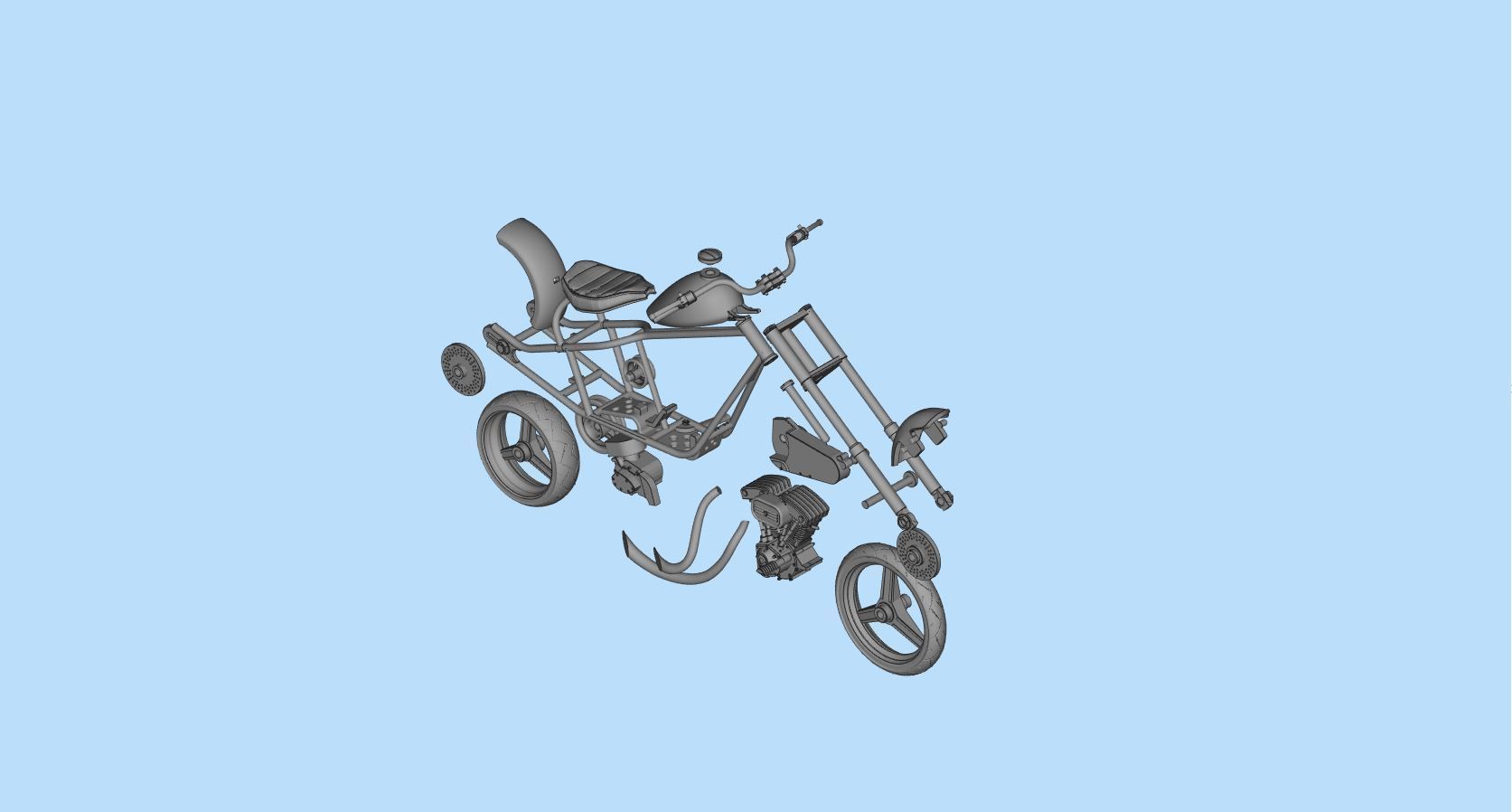 Chopper custom biker motorcycle  STL printable 3D print model_11