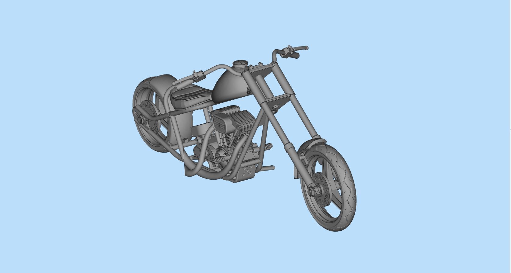 Chopper custom biker motorcycle  STL printable 3D print model_13