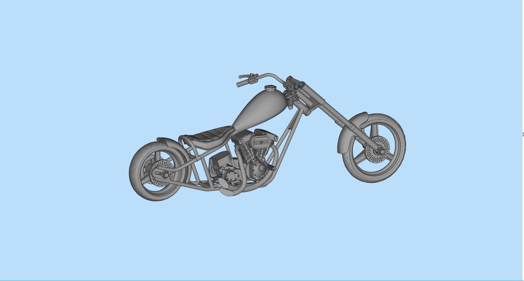 Chopper custom biker motorcycle  STL printable 3D print model_8