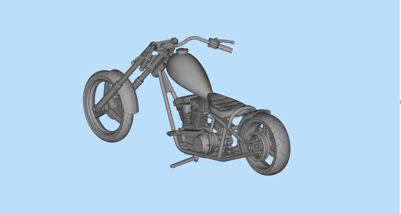 Chopper custom biker motorcycle  STL printable 3D print model_7