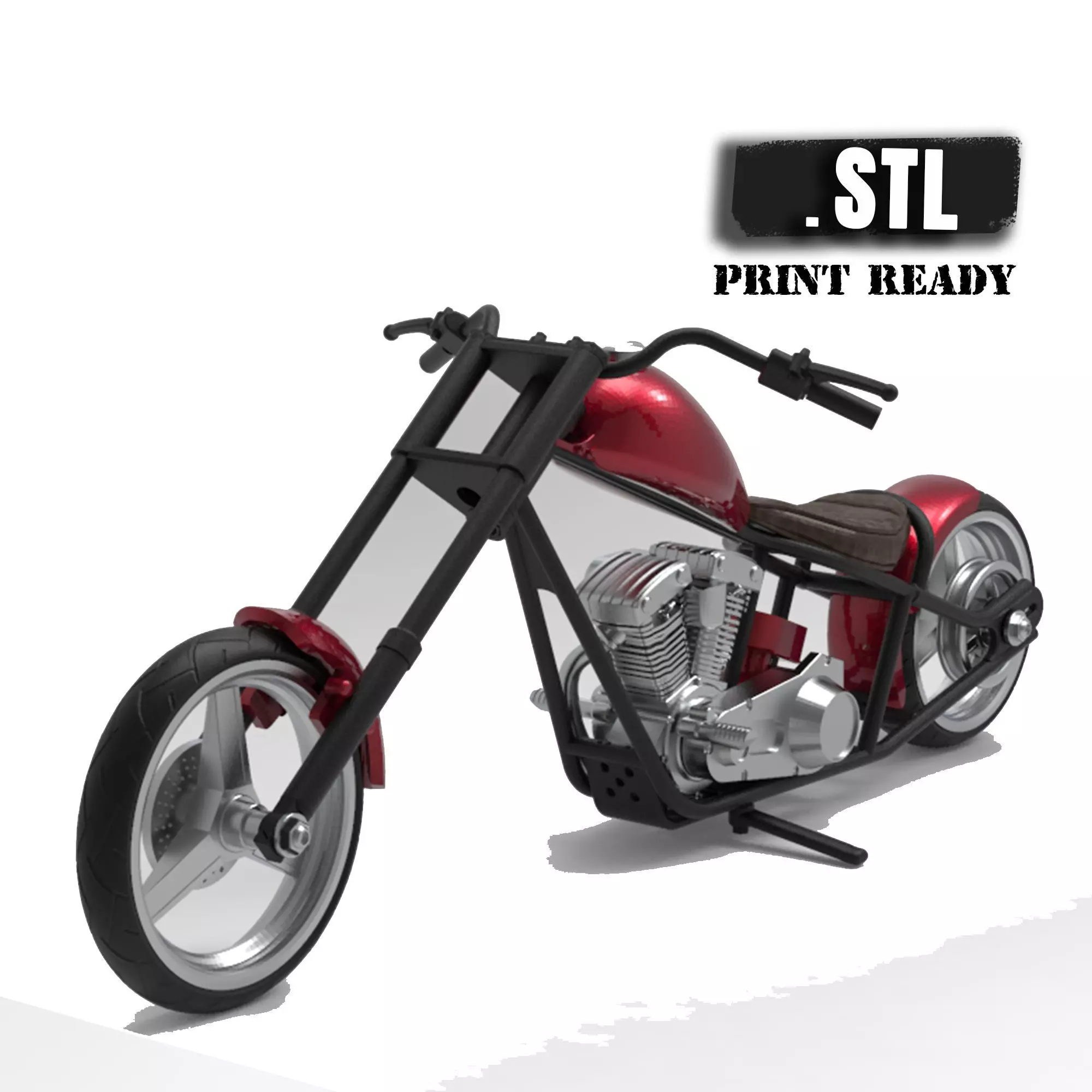 Chopper custom biker motorcycle  STL printable 3D print model_0