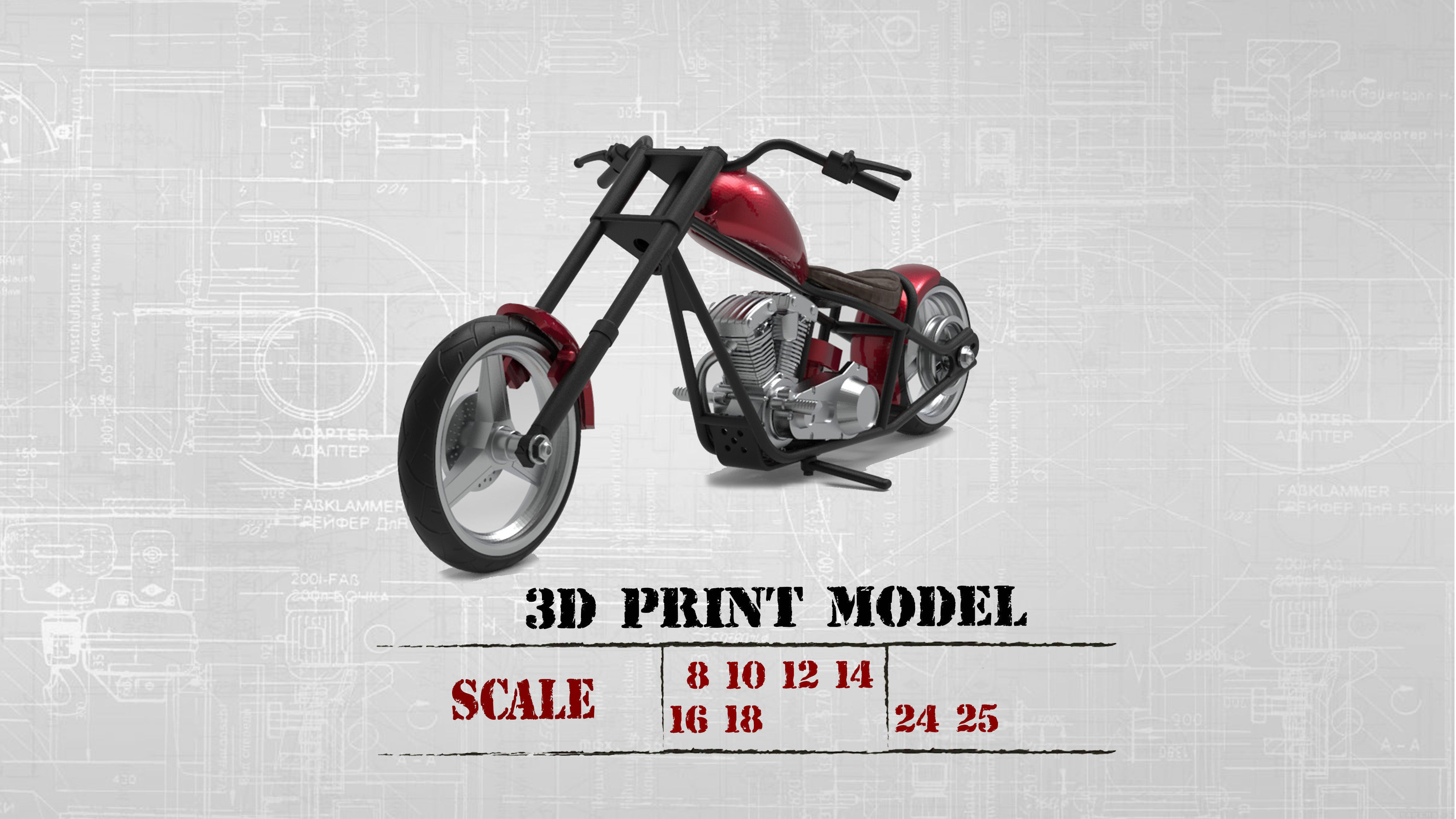 Chopper custom biker motorcycle  STL printable 3D print model_2