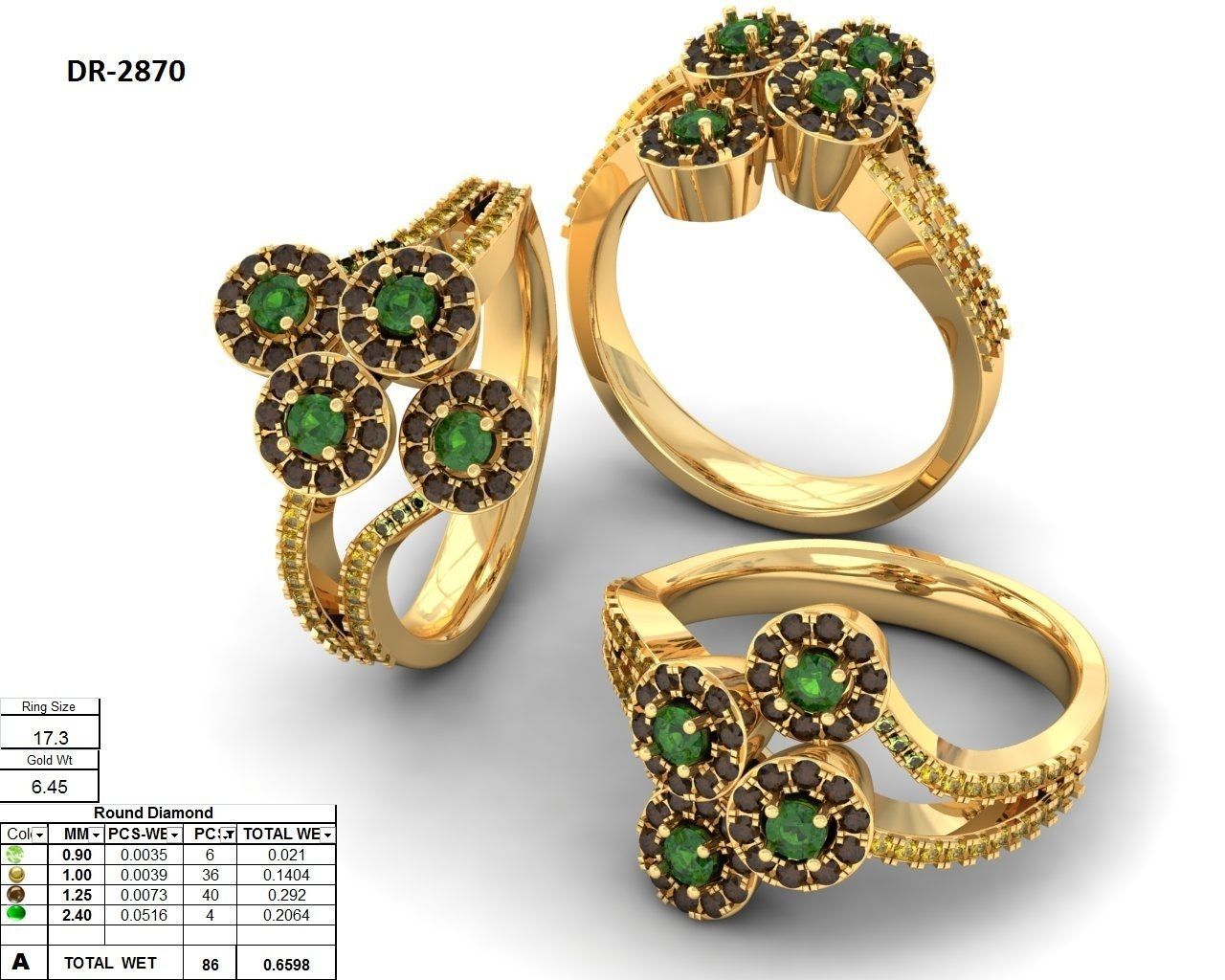  Engagement Wedding Solitaire Double Band Ring 3D print model_3