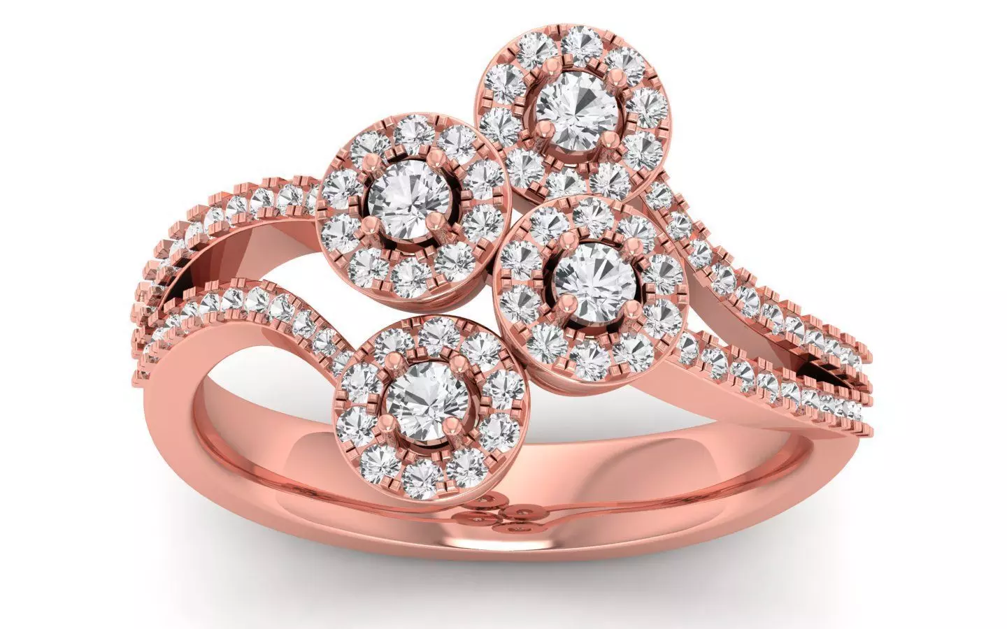  Engagement Wedding Solitaire Double Band Ring 3D print model_0