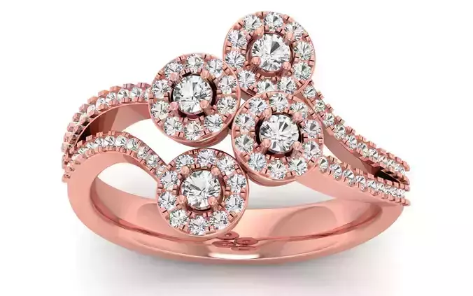  Engagement Wedding Solitaire Double Band Ring 3D print model