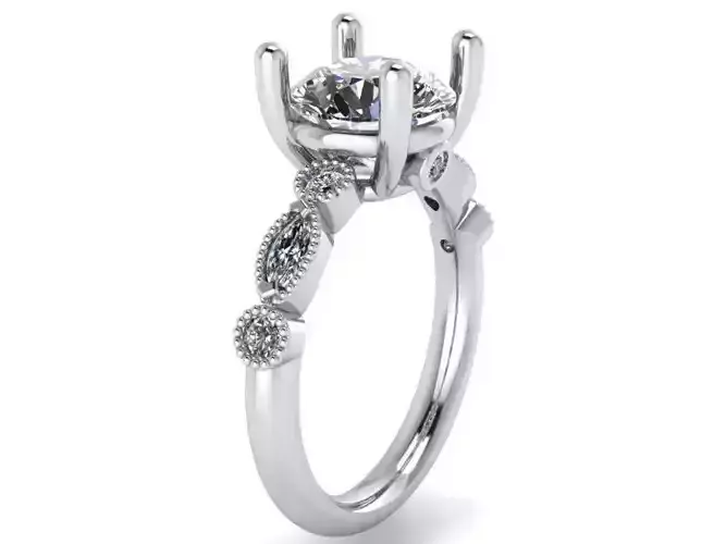 Round Halo Diamond ring 2084 3D print model