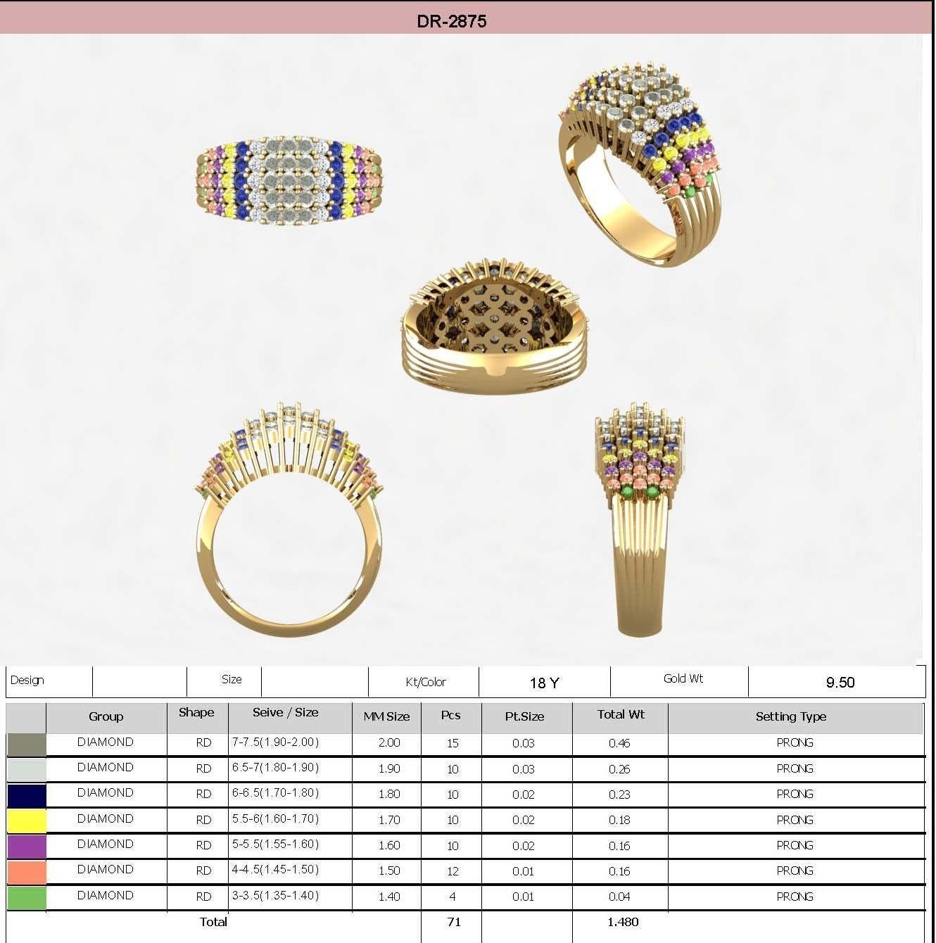  Wedding Solitaire Women Band Ring 3D print model_3