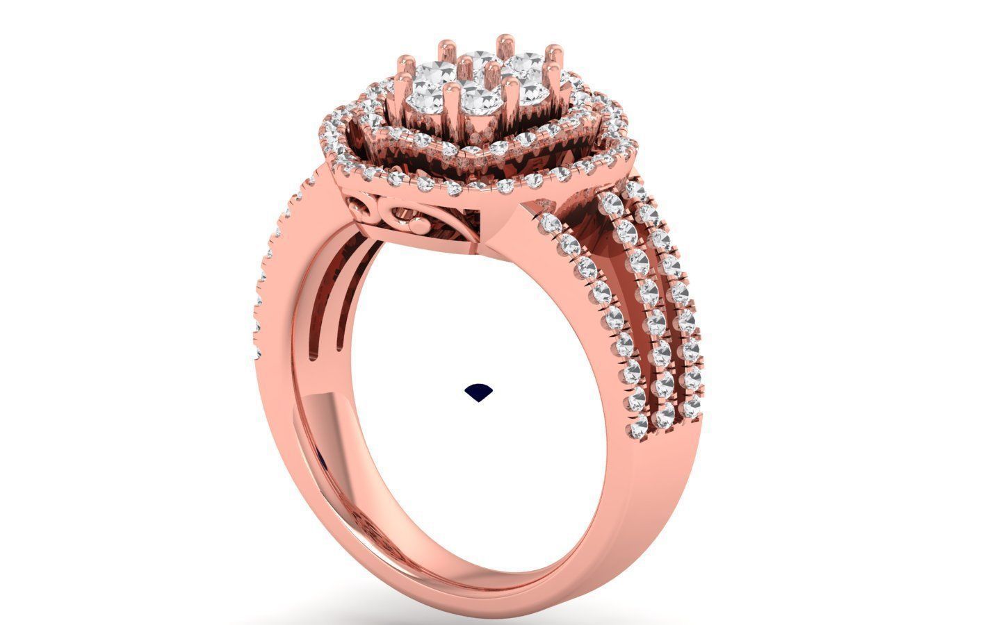  Engagement Wedding Solitaire Three Band Ring 3D print model_2
