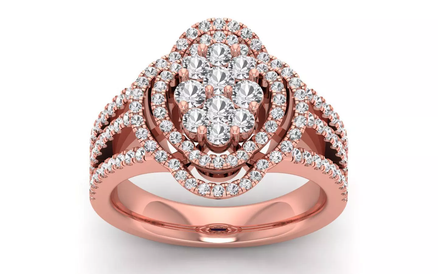  Engagement Wedding Solitaire Three Band Ring 3D print model_0