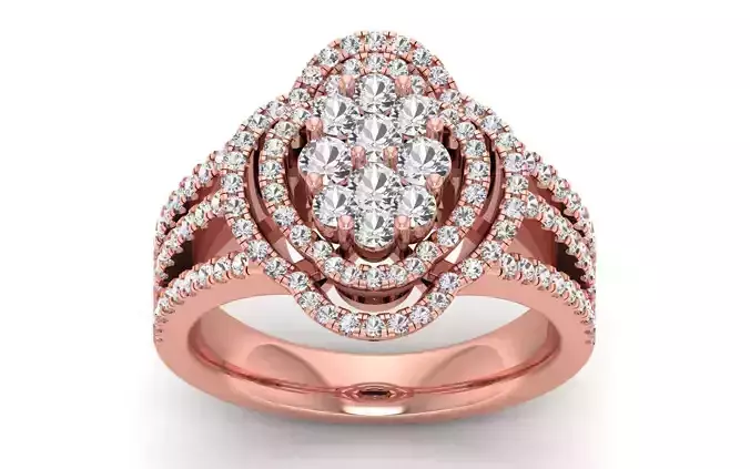  Engagement Wedding Solitaire Three Band Ring 3D print model