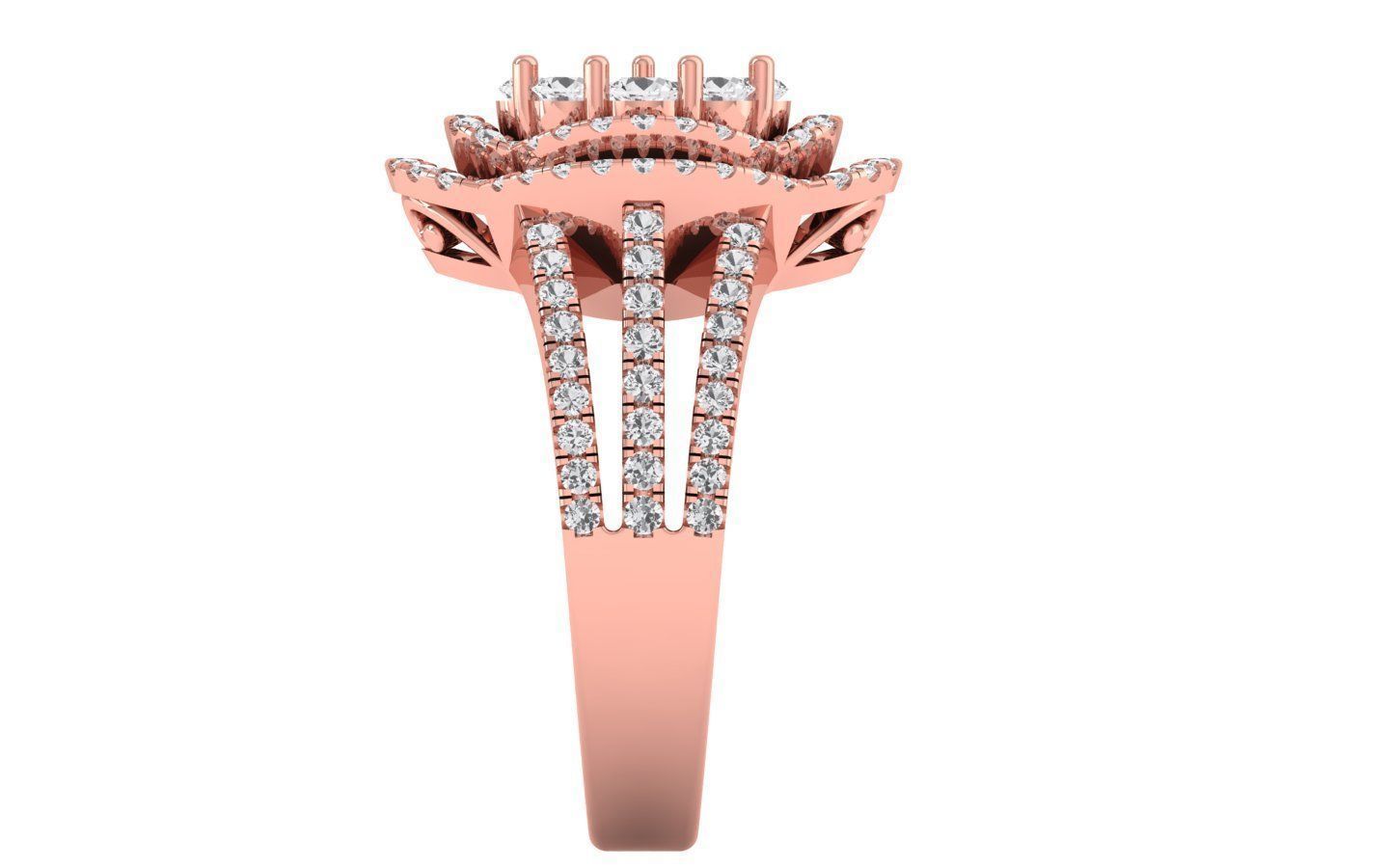  Engagement Wedding Solitaire Three Band Ring 3D print model_1