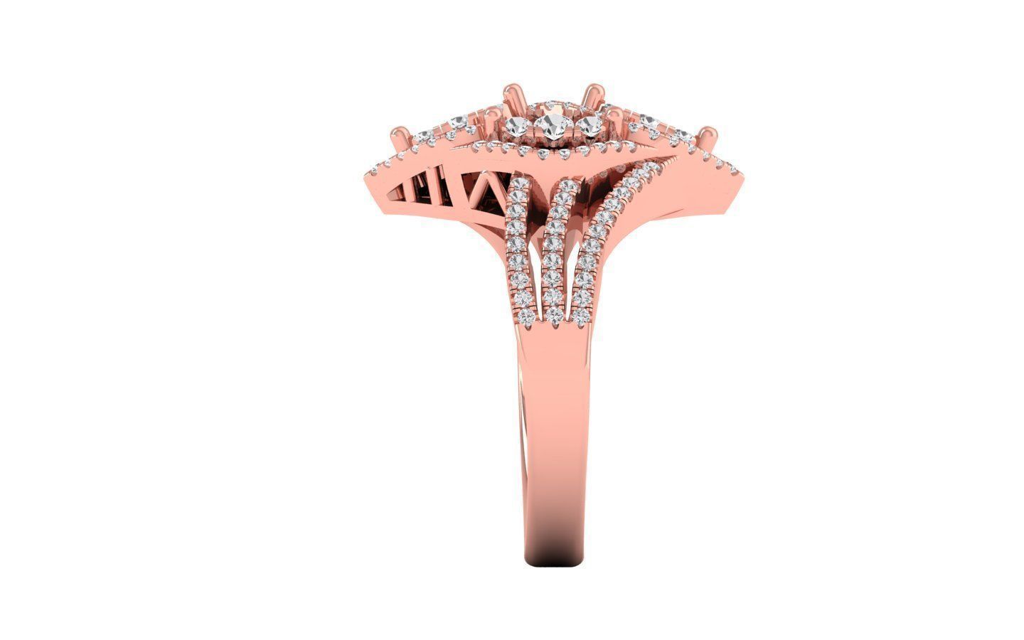  Engagement Wedding Solitaire Three Band Ring 3D print model_2