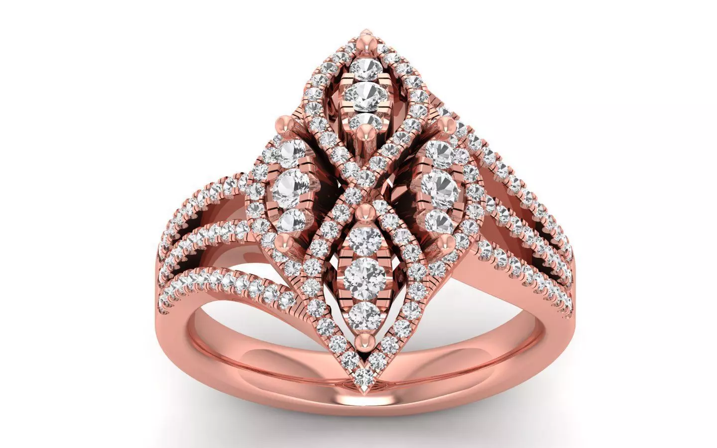  Engagement Wedding Solitaire Three Band Ring 3D print model_0