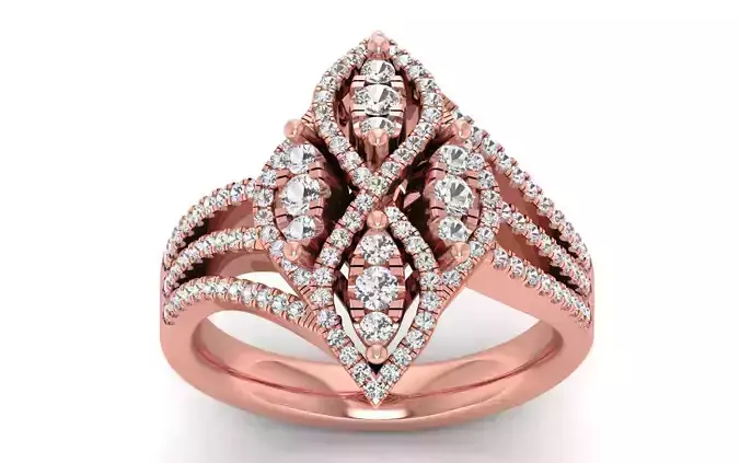  Engagement Wedding Solitaire Three Band Ring 3D print model