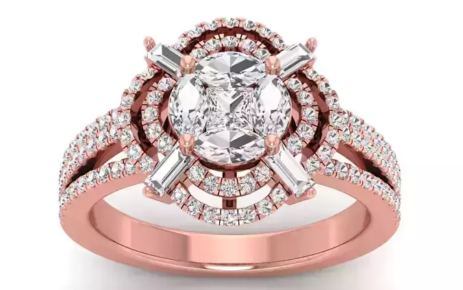  Engagement Wedding Solitaire Three Band Ring 3D print model