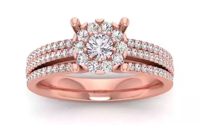  Engagement Wedding Solitaire Three Band Ring 3D print model