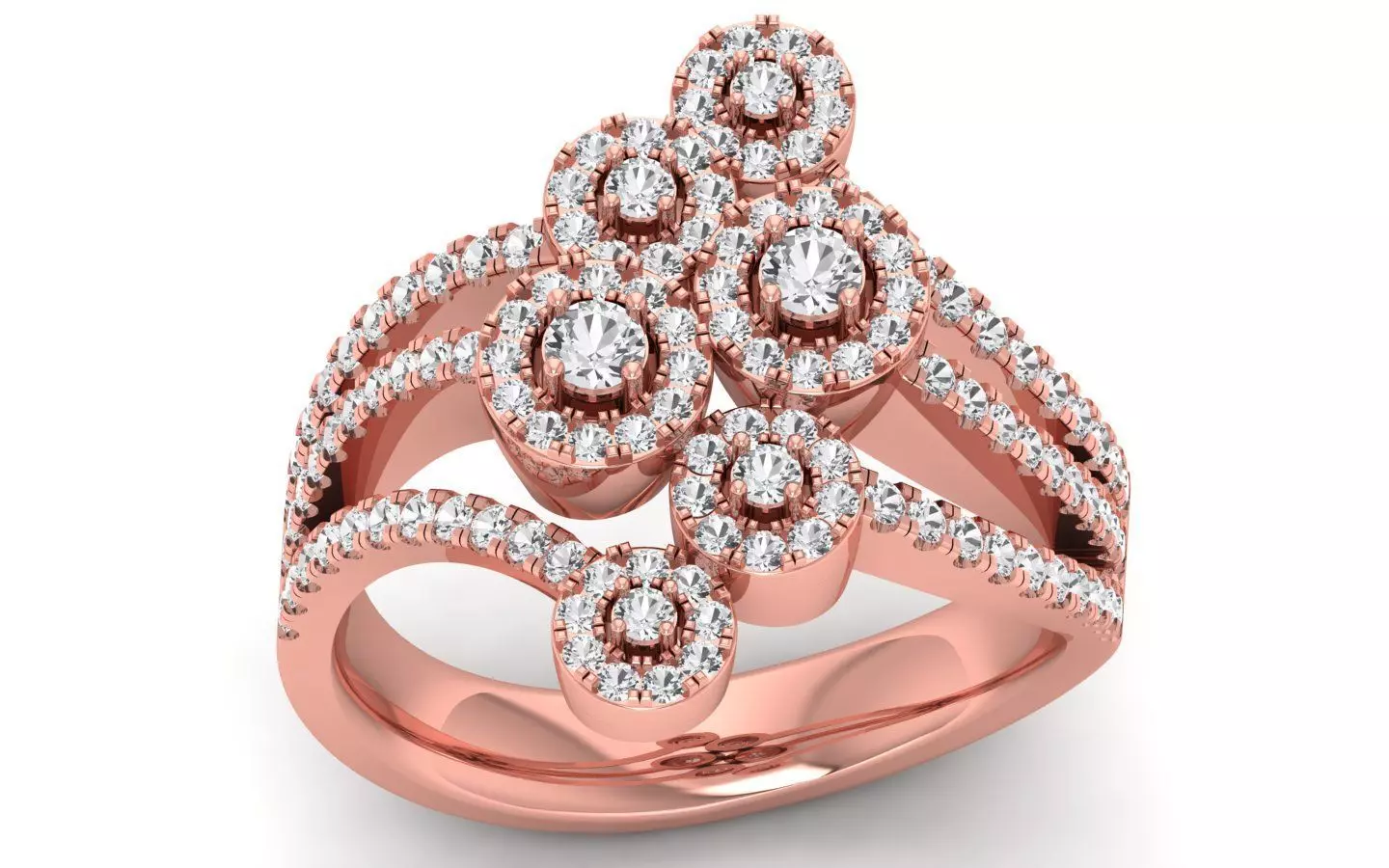  Engagement Wedding Solitaire Three Band Ring 3D print model_0