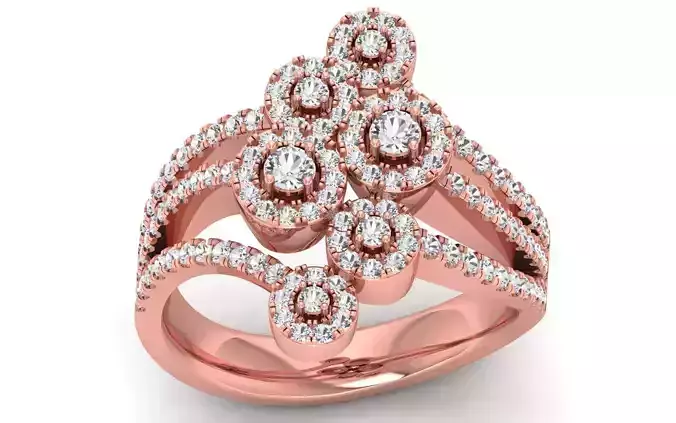  Engagement Wedding Solitaire Three Band Ring 3D print model