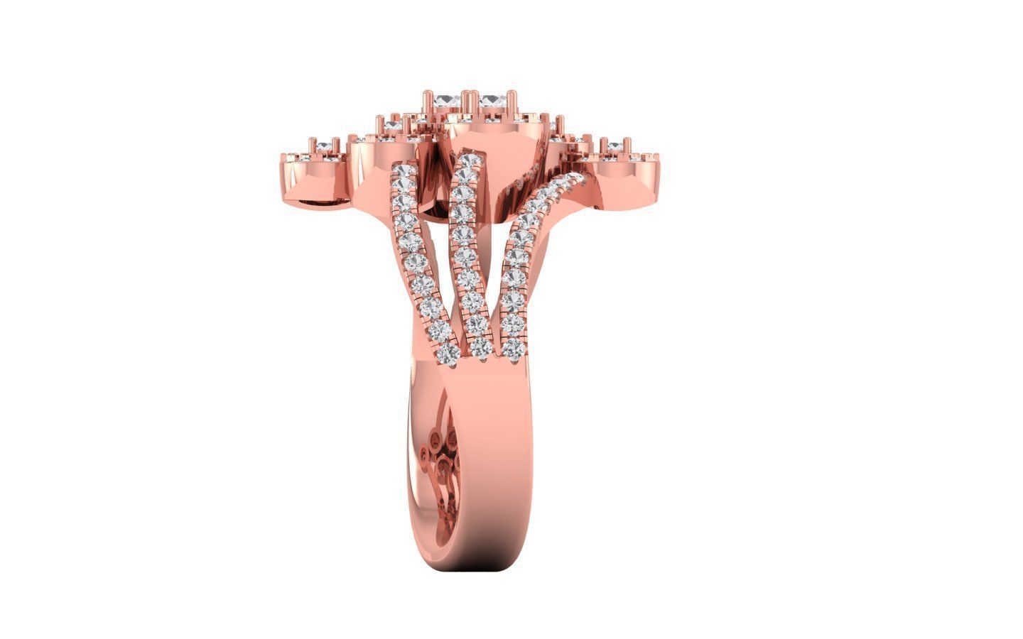  Engagement Wedding Solitaire Three Band Ring 3D print model_2