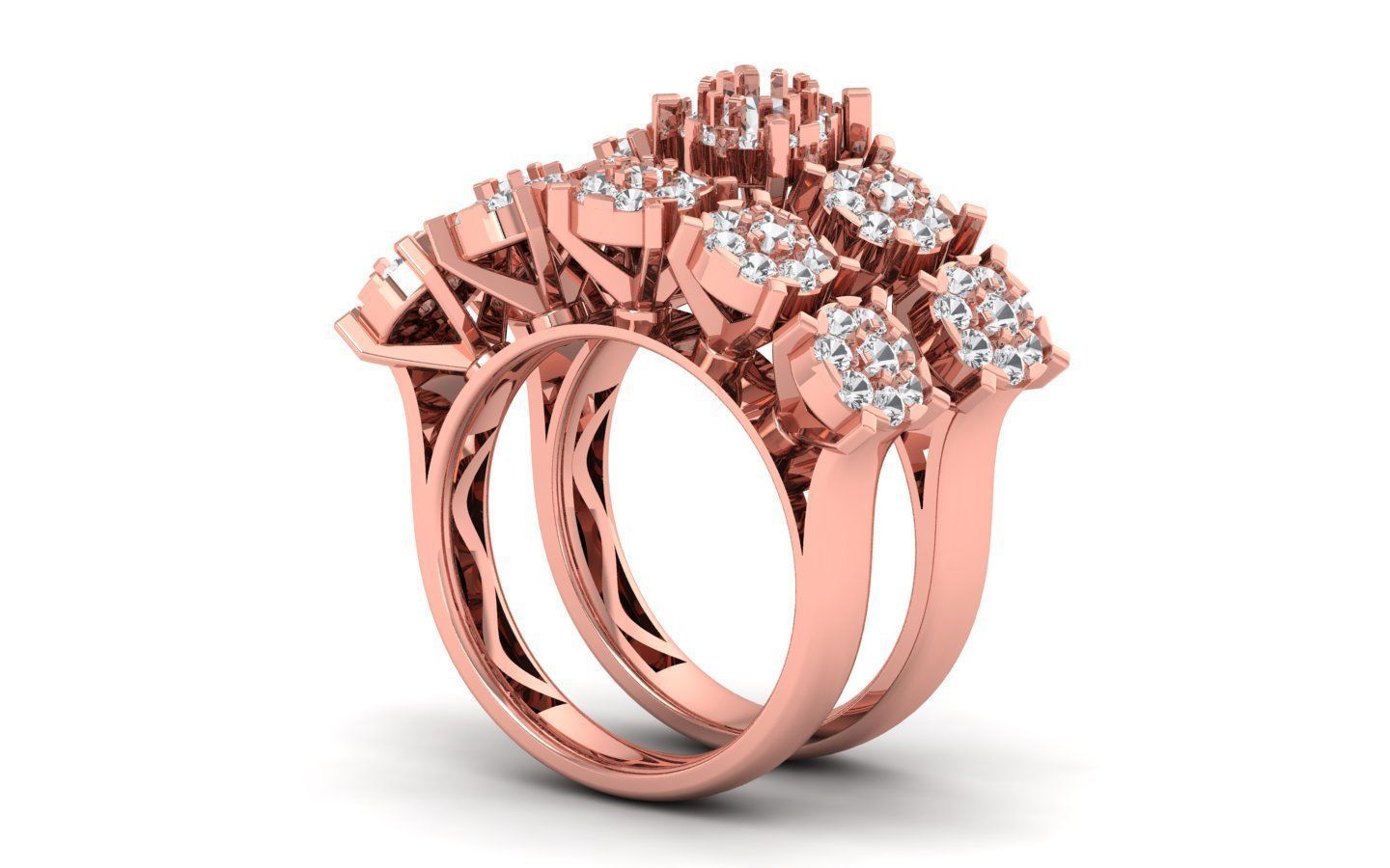  Engagement Wedding Solitaire Couple  Ring 3D print model_2