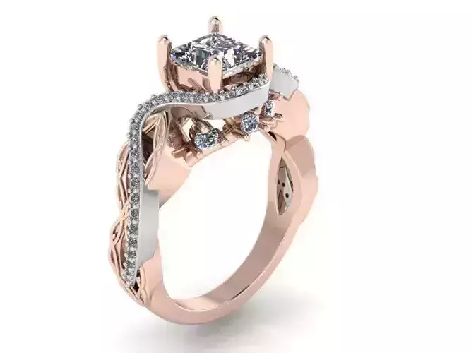 Textured Diamond ring 2091 3D print model 