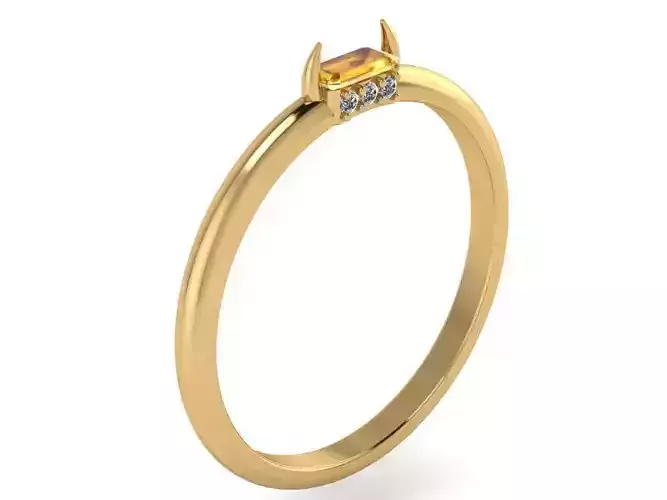 Round Cluster Yellow stone ring 2093 3D print model