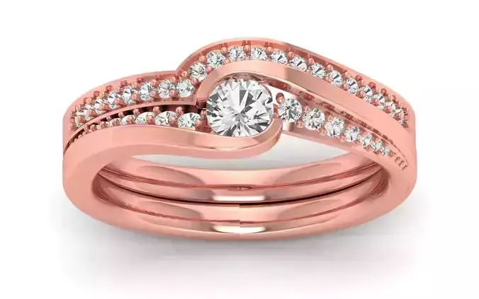  Engagement Wedding Solitaire Double Band Ring 3D print model