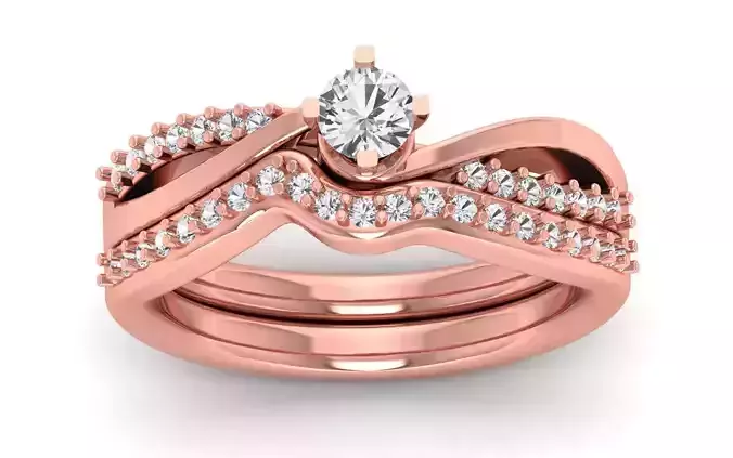  Engagement Wedding Solitaire Bypass Three Band Ring 3D print model