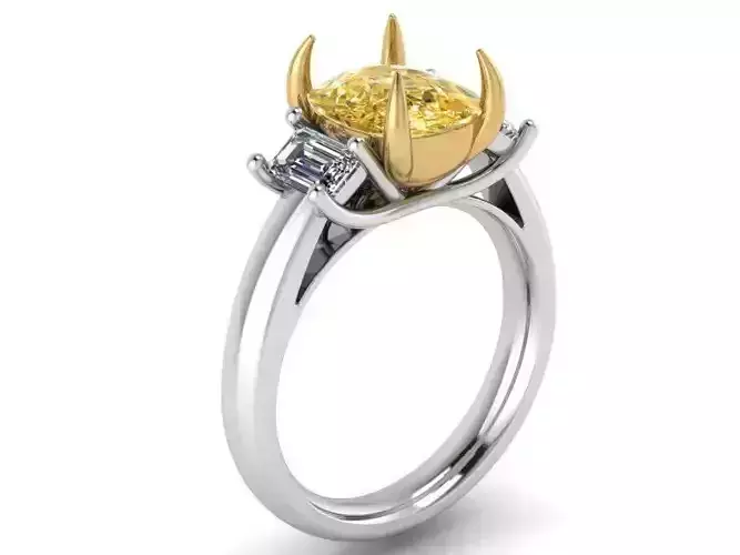 Yellow and White 3-stone Diamond ring 2097 3D print model