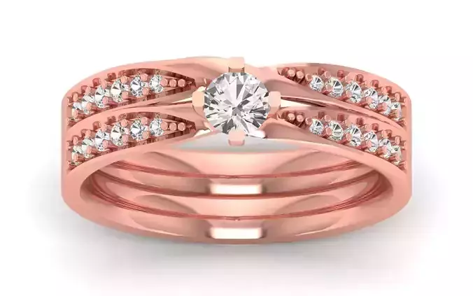  Engagement Wedding Solitaire Double Band Ring 3D print model