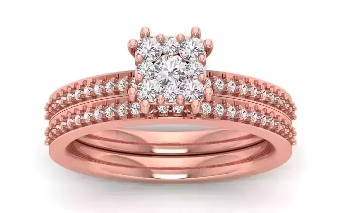 Engagement Wedding Solitaire Double Band Ring 3D print model